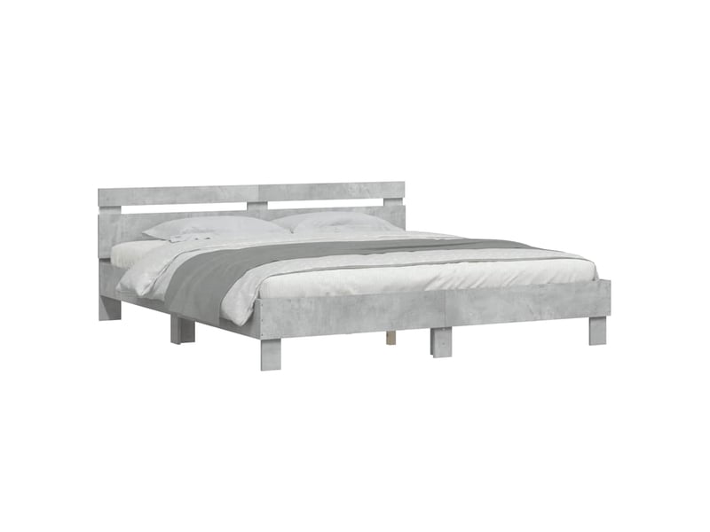 Lit double- lit adulte - cadre de lit avec led sans matelas gris béton 200x200 cm - Conforama B