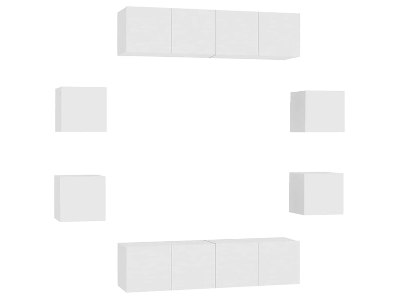  Ensemble de meubles tv - banc tv - meuble de rangement 8 pcs blanc bois d'ingénierie  - Conforama A