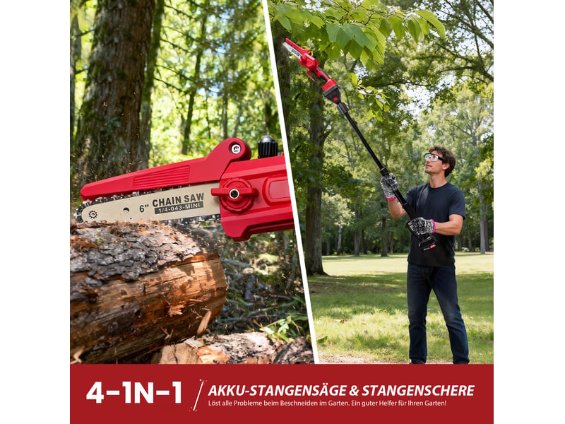  Élagueuse sur perche sans fil 141 à 240 cm, rouge et noir, abs et acier, tête orientable à 180 degrés  - Conforama D