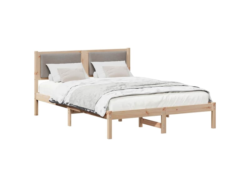  Lit double- lit adulte -  cadre de lit avec tête de lit taupe 135 x 190 cm pin massif  - Conforama B