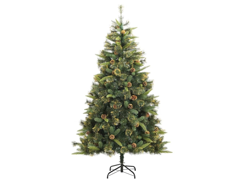 Sapin de noël artificiel, arbre de noël avec branches pliables et cônes 180 cm shl4055 - Conforama E