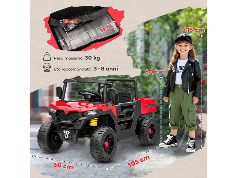 Voiture électrique 12 v pour enfants avec télécommande, suspension, coffre et musique, 3-8 ans, rouge - Conforama E