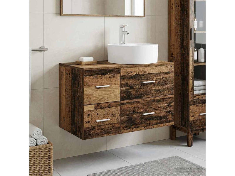  Ensemble de mobilier de salle de bain 2 pc bois ancien cf64027  - Conforama B