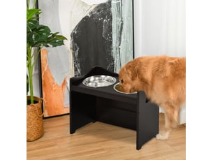 Station d'alimentation réglable avec gamelles en inox 54 x 31,5 x 47 cm brun foncé cravdom