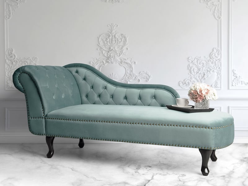 Chaise longue côté gauche nimes velours vert menthe - Conforama B