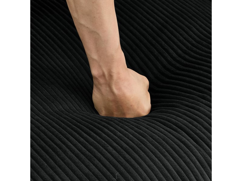 Canapé modulable 4 places en velours côtelé noir, configuration flexible en l ou en u, coussins lombaires et assises confortables - Conforama W
