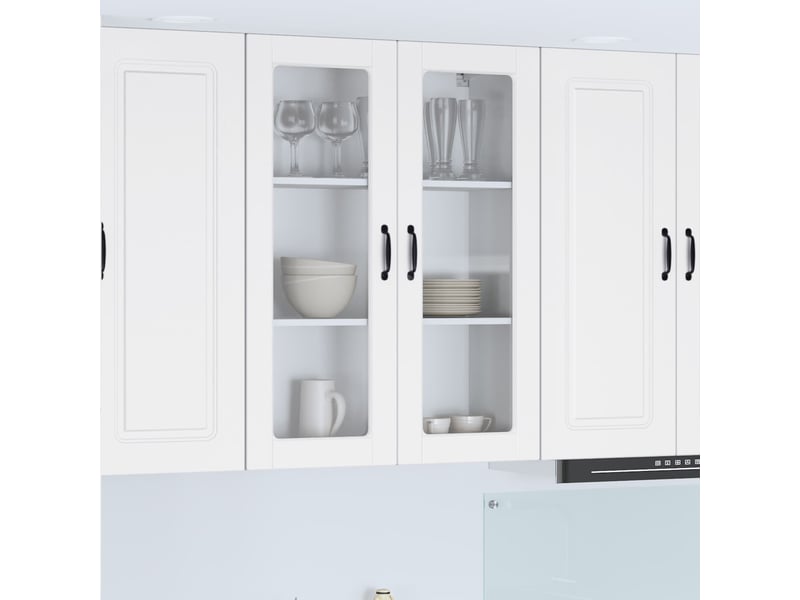  Meuble mural de cuisine, cabinet en verre mural blanc 80x31x100cm shl9404  - Conforama B