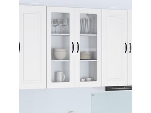Meuble mural de cuisine, cabinet en verre mural blanc 80x31x100cm shl9404