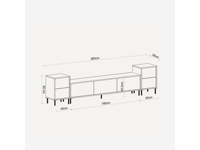 Meuble tv avec rangements et étagères imaj - blanc - Conforama D