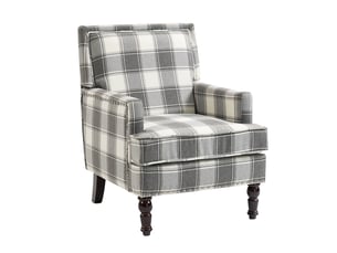 Fauteuil d’appoint rembourré vintage en tissu lin rayé avec finition à clous décoratifs, siège élégant pour votre salon
