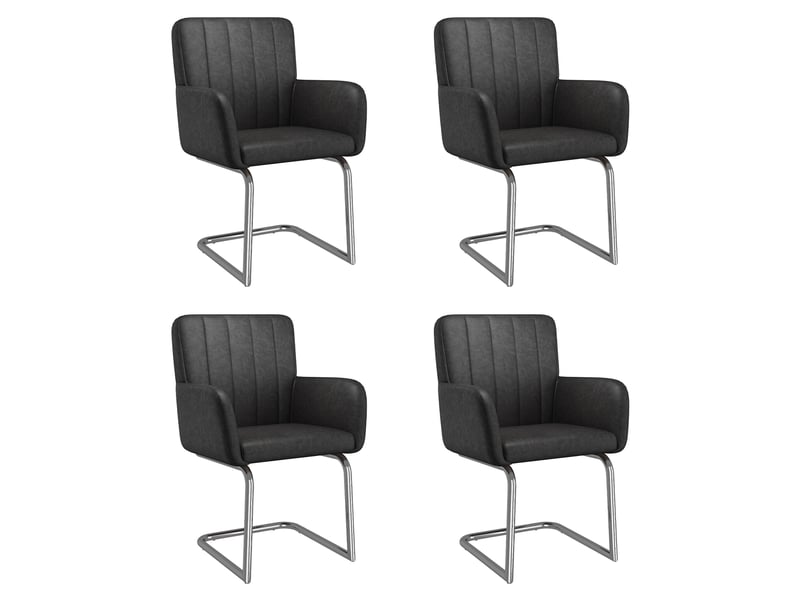 Lot de 4 chaises de salle à manger,56x57x86 cm,avec accoudoirs,similicuir,noir  - Conforama A