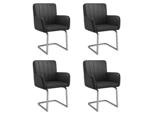 Lot de 4 chaises de salle à manger,56x57x86 cm,avec accoudoirs,similicuir,noir