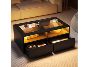 Table basse rectangulaire coloris noir MEUBLIV - 50 cmx100 cm
