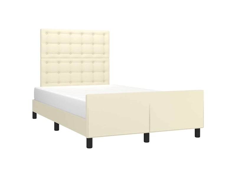  Lit double- lit adulte -  cadre de lit avec tête de lit crème 120x200 cm similicuir  - Conforama B