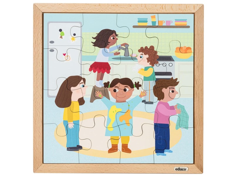  Educo routine quotidienne - se laver les mains  16 pièces de puzzle 8719924062644 - Conforama B