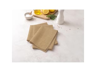 Lot de 3 serviettes de table en coton 45x45 cm chambray ocre, par soleil d'ocre
