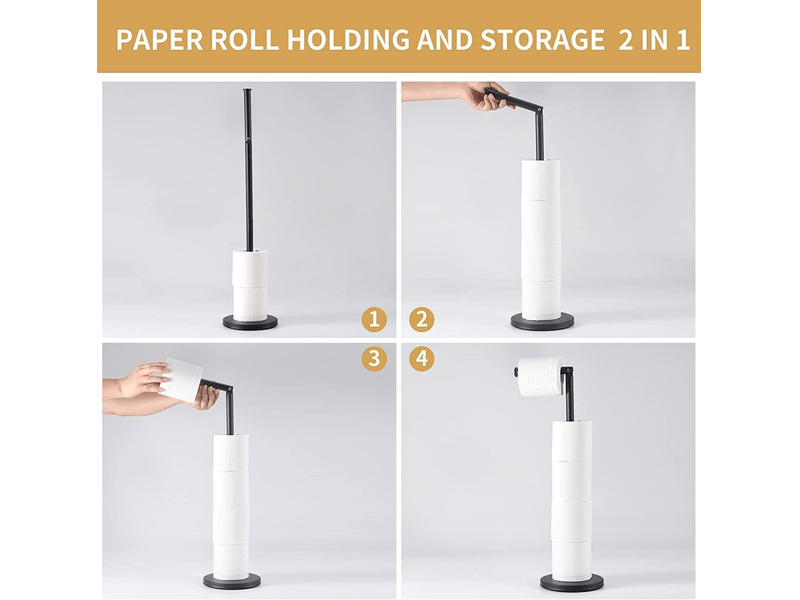  Porte-papier toilette sur pied, distributeur en acier inoxydable avec base robuste, résistant à la rouille (noir)  - Conforama D