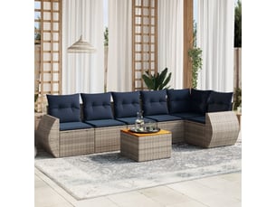 Vidaxl ensemble de canapé de jardin 7 pcs avec coussins gris résine tressée