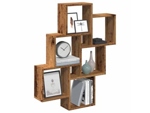 Étagère murale, étagère suspendue sous forme de cube vieux bois 78x15x93 cm cf42690