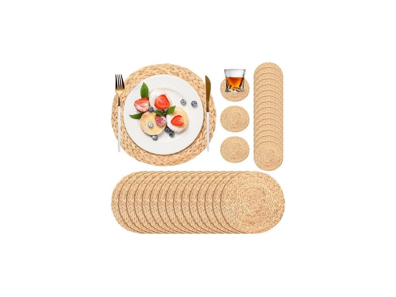  Lot de 200 sets de table en papier tissé – dimensions 35,5 x 30,4 cm – style rustique pour intérieur et extérieur – 100 sous-verres inclus – grasslin  - Conforama A