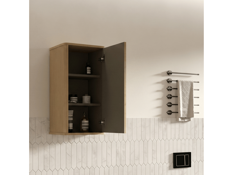 Armoire de salle de bains murale 36x29x75 cm push-to-open, coloris chêne - Conforama B