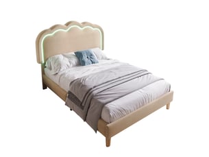 Lit simple 90x200 cm REDOM coloris beige