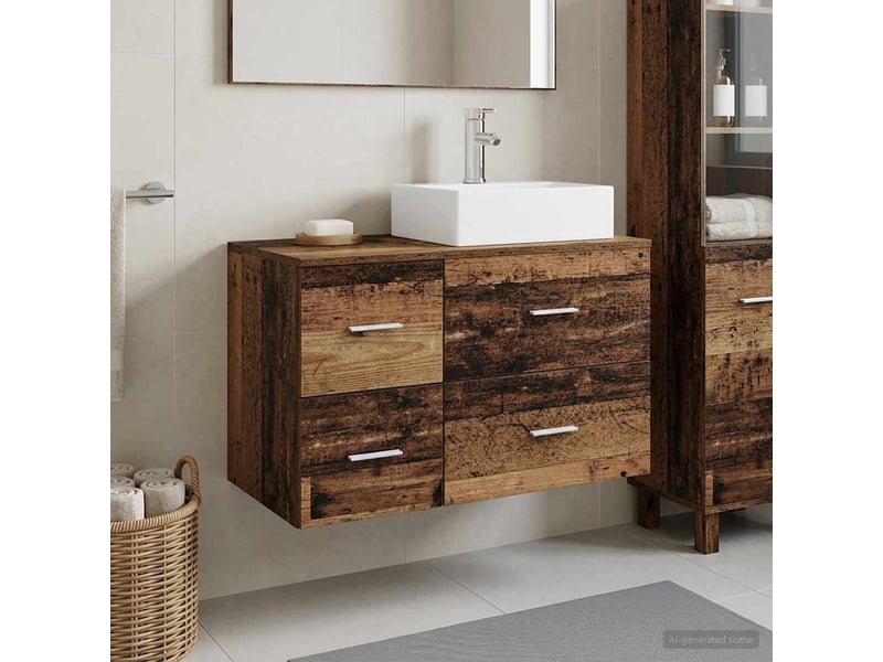 Ensemble de mobilier de salle de bain 2 pc bois ancien cf64025 - Conforama B