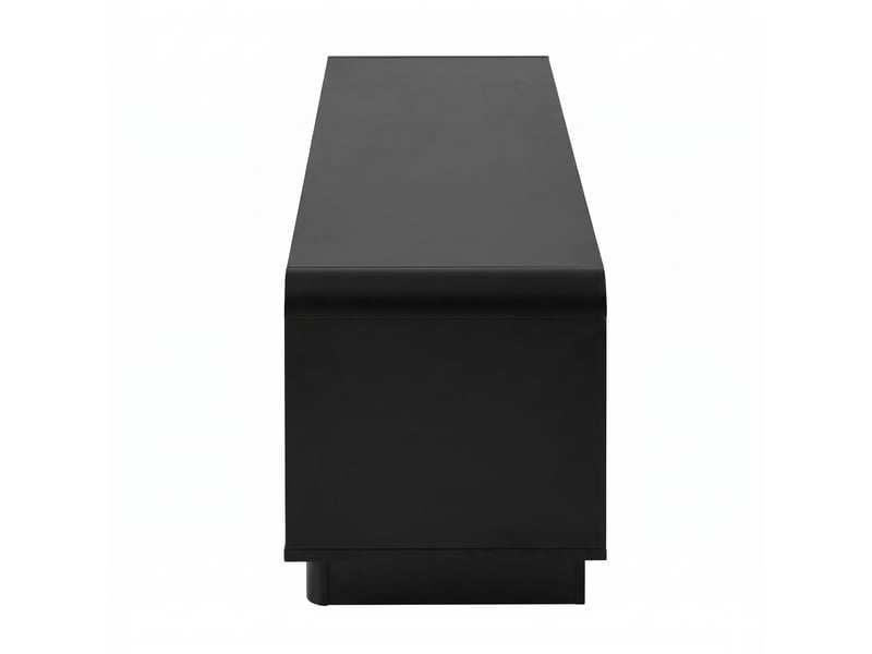  Meuble tv noir 180 cm avec rangements 4 portes 2 tiroirs design minimaliste bords arrondis  - Conforama R