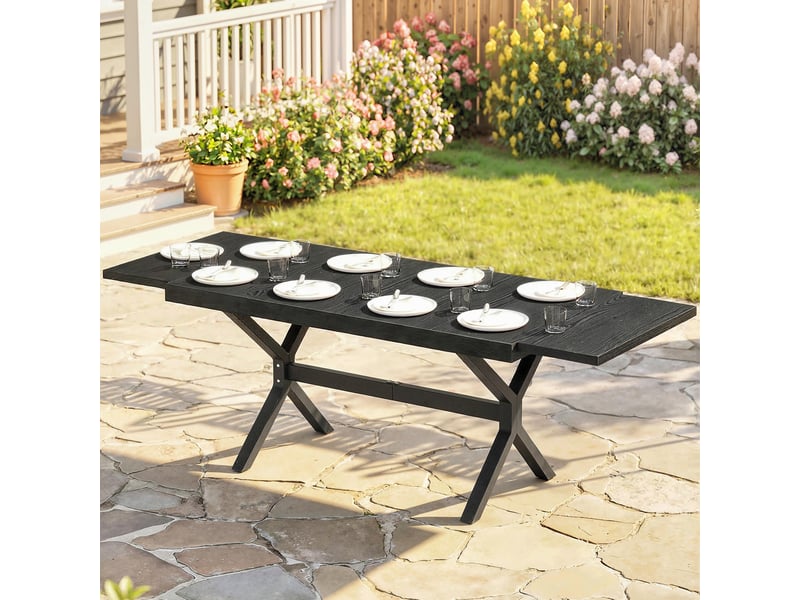  Table de jardin extensible aluminium, acier gris foncé 214x85x73cm  - Conforama D
