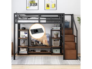 Lit mezzanine 140x200 cm <strong></strong>  <strong></strong> coloris noir