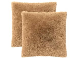 Lot de 2 coussins avec oreiller, coussins décoratifs heerlen taupe fleece pv cf50590