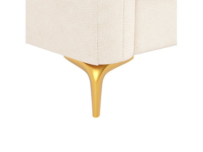 Canapé d'angle convertible modulable 4 places en tissu beige avec 2 poufs de rangement, style rétro pour le salon  - Conforama D