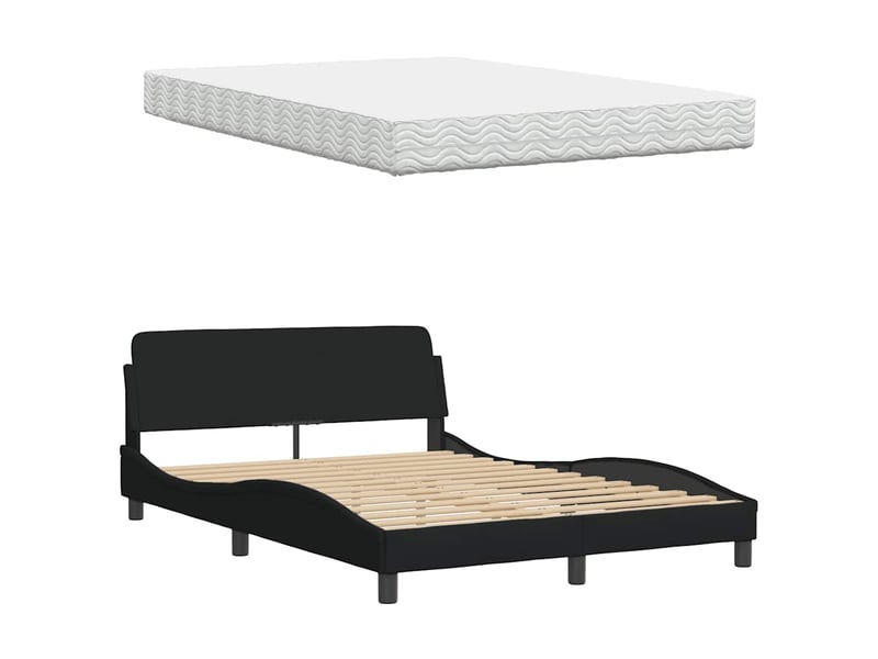  Lit avec matelas hanko noir 120x200 cm tissu  - Conforama E