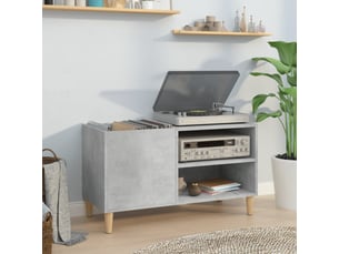 Armoire à disques, armoire de rangement gris béton 84,5x38x48 cm bois d'ingénierie