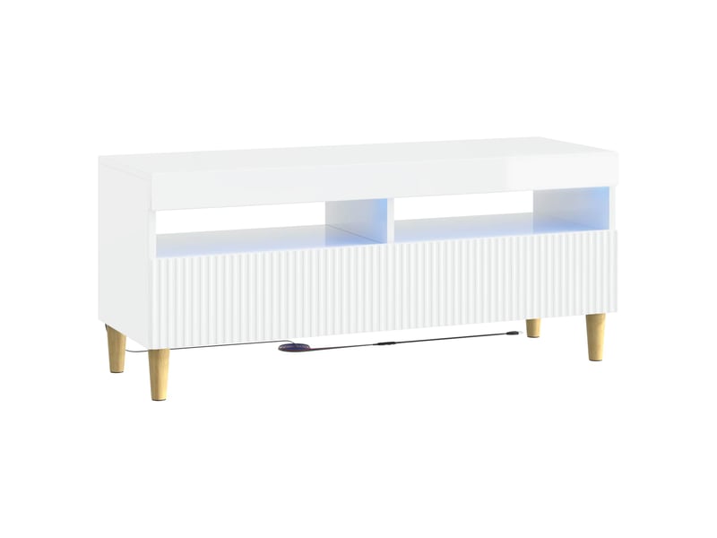  Ensemble de 3 meubles tv - banc tv - meuble de rangement led arnhem 3 pcs blanc brillant  - Conforama E