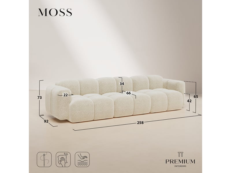  Canapé modulable 4 places en velours texturé moss MOSS - Conforama C