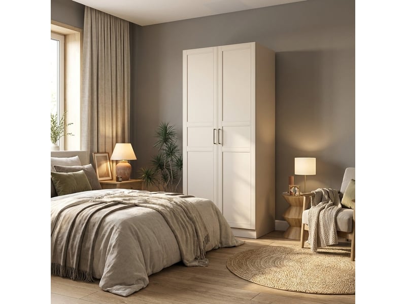  Armoire 2 portes avec étagères et penderie klar  - Conforama B