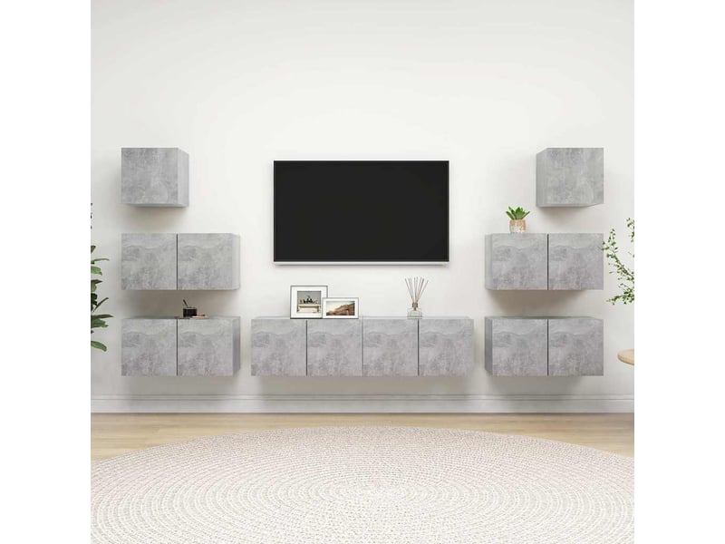  Ensemble de meubles tv 8 pcs gris béton bois d'ingénierie shl94722  - Conforama B