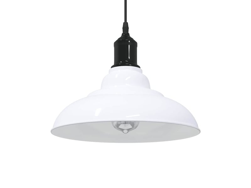 Lampe suspendue, suspension luminaire réglable hauteur e27 blanc brillant ø31cm métal - Conforama B