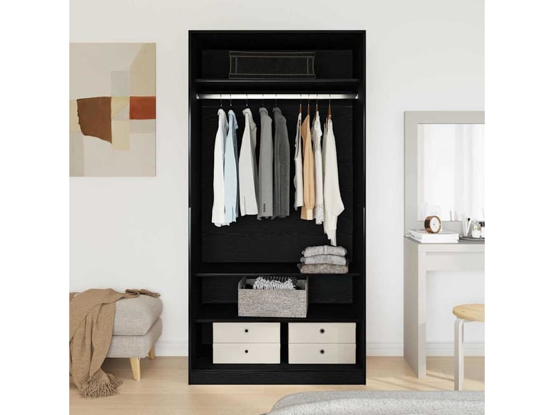  Armoire chambre, armoire de rangement chêne noir 100x50x200 cm bois d'ingénierie shl30433  - Conforama D