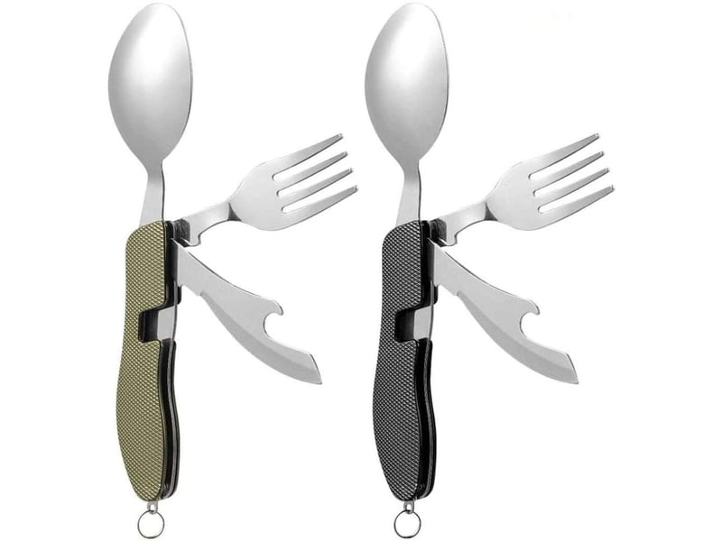  Mini ensemble de vaisselle pliable et amovible pour la randonnée et l'alpinisme, noir et vert (lot de 2)  - Conforama A