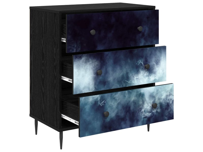  Commode chambre, meuble de rangement raalte impression marbre bleu 66 x 36,5 x 76 cm  - Conforama C