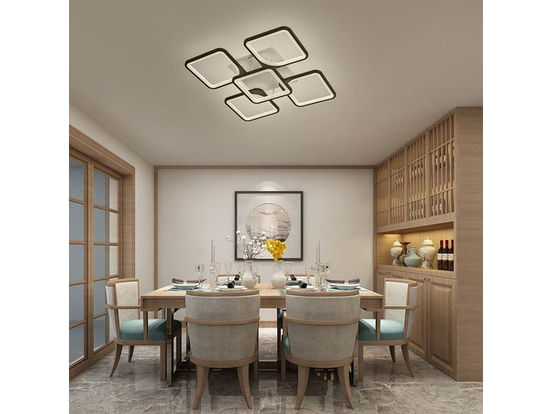 Plafonnier led moderne, 60w 7000lm simple square 5 têtes lampe de plafond led - Conforama D