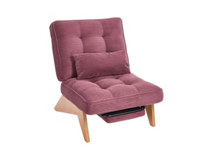 Fauteuil de relaxation réglable avec repose-pieds en velours côtelé rouge bordeaux