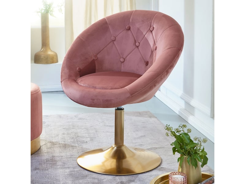 Chaise de bureau pivotante 67x62x80100 cm en velours rose - Conforama B