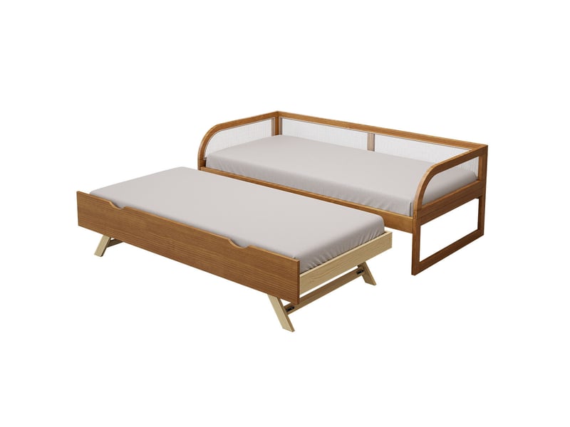  Pack lit enfant gigogne avec matelas 90x190 cm laya  noisette Laya - Conforama B