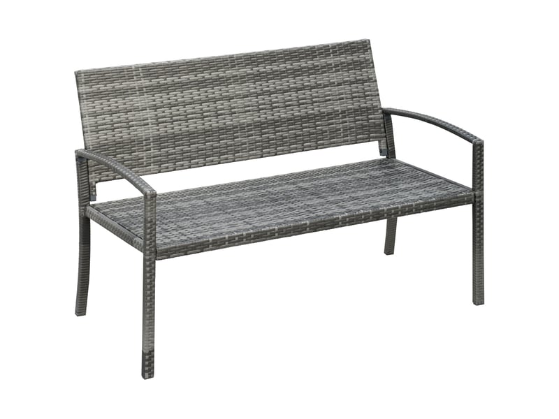  Banc de jardin,122x60x85 cm,2 places avec dossier,résine tressée,gris  - Conforama A