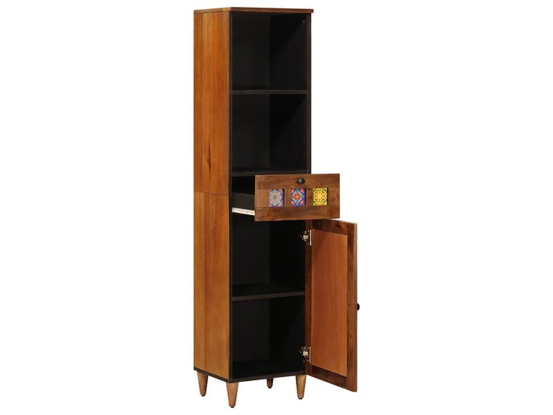  Armoire de salle de bain, cabinet de salle de bain noyer 38 x 33 x 160 cm cf65123  - Conforama C