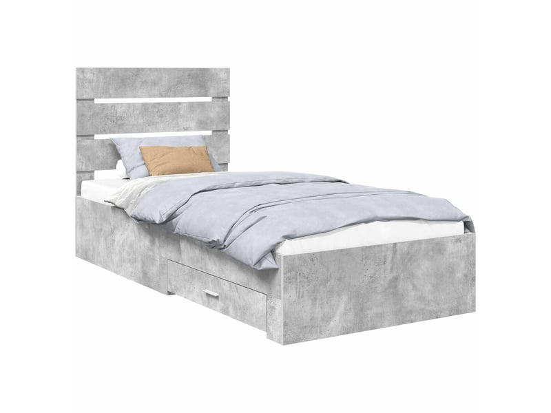  Lit simple- lit adulte -  cadre de lit gris béton 100 x 200 cm bois d'ingénierie  - Conforama A
