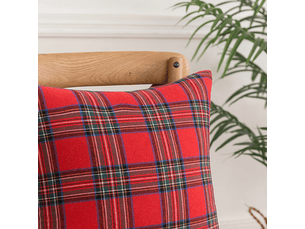 Lot de 2 housse de coussin - 2 noël plaid tartan coussin taie d'oreiller lit canapé décor à la maison, rouge